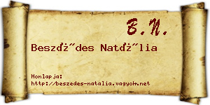 Beszédes Natália névjegykártya